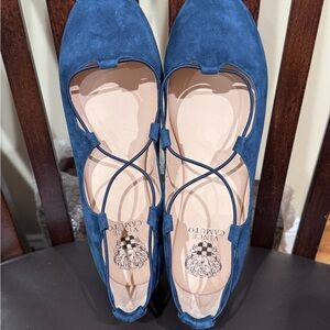 Vince Camuto Blue Ballet Flats with Lace-Up Design